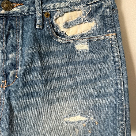 Y2K Abercrombie & Fitch Distressed Denim Micro Mini Skirt Size 25 Low Rise - Picture 5 of 11